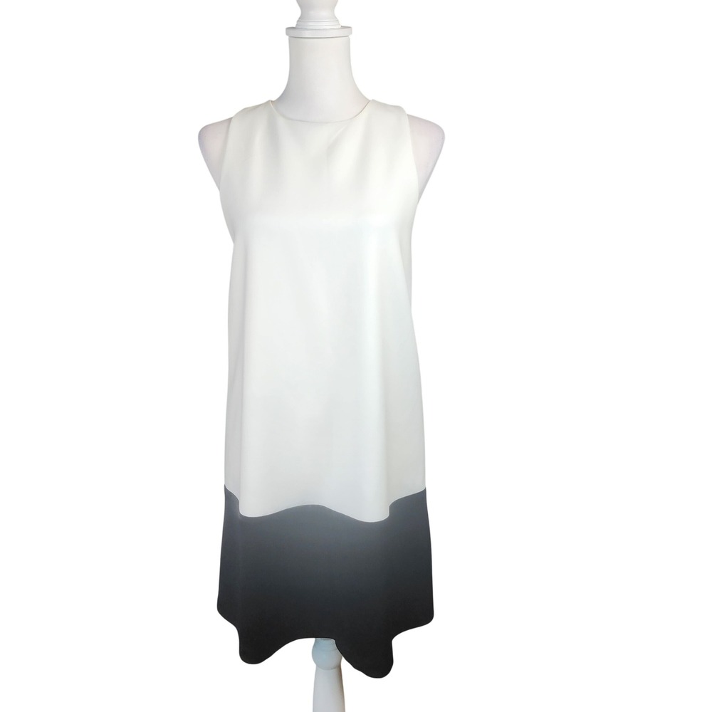 Alice + Olivia Shift Dress Womens 4 Black‎ White Colorblock Mini Stretch Casual